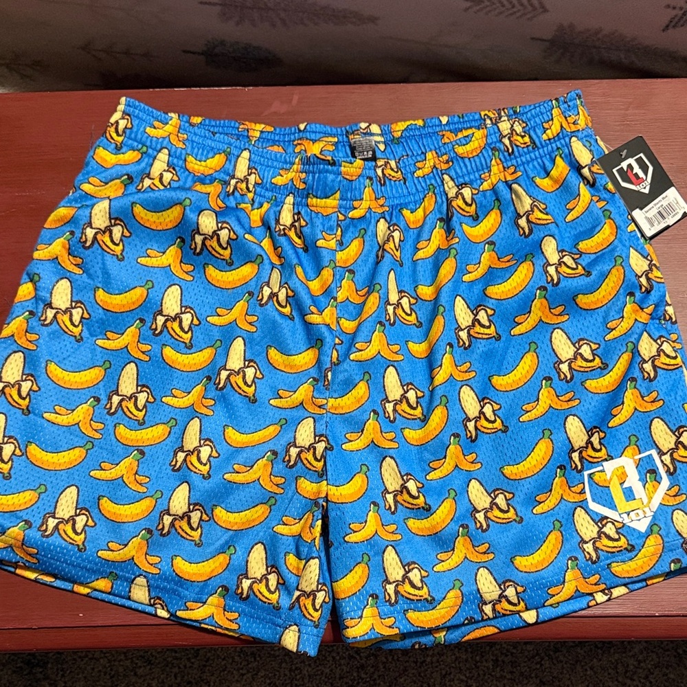 Blue Banana Print Athletic Shorts